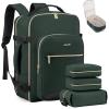 imageLOVEVOOK Carry on Travel Backpack 40L Waterproof Large 17inch Laptop Luggage Daypack as Personal Item Flight Approved Business Weekender Overnight with 3 Packing Cubes Light grayPinkDark Greenblack1