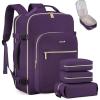 imageLOVEVOOK Carry on Travel Backpack 40L Waterproof Large 17inch Laptop Luggage Daypack as Personal Item Flight Approved Business Weekender Overnight with 3 Packing Cubes Light grayPinkDark Purple