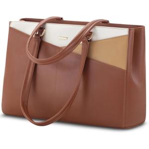 imageLOVEVOOK Laptop Tote Bag for Women 156 Inch Waterproof Leather Computer Bags Business Office Work Briefcase BlackBrownApricotBeige