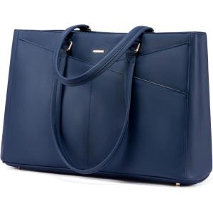 imageLOVEVOOK Laptop Tote Bag for Women 156 Inch Waterproof Leather Computer Bags Business Office Work Briefcase BlackNavy Blue