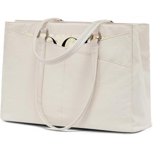 imageLOVEVOOK Laptop Tote Bag for Women 156 Inch Waterproof Leather Computer Bags Business Office Work Briefcase BlackOffwhitepolyester