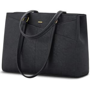 imageLOVEVOOK Laptop Tote Bag for Women 156 Inch Waterproof Leather Computer Bags Business Office Work Briefcase BlackVintage Black