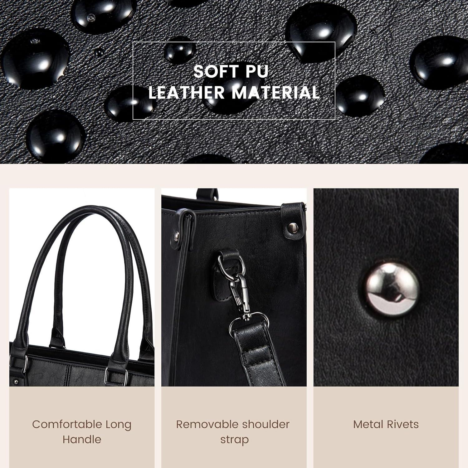 imageLOVEVOOK Laptop Bag for Women 156 inch Laptop Tote Bag Vintage Work Bags for Women Computer Bag Office Briefcase HandbagBlack