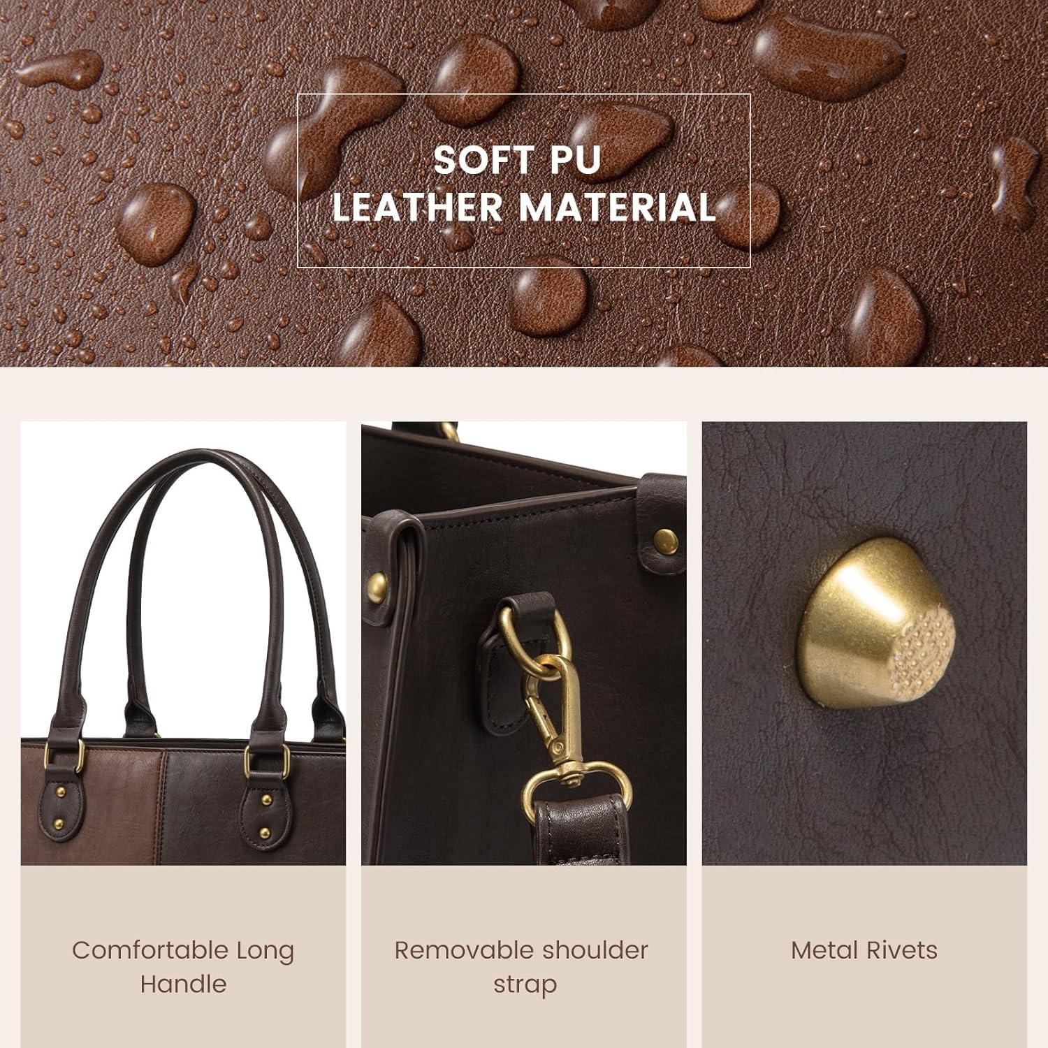 imageLOVEVOOK Laptop Bag for Women 156 inch Laptop Tote Bag Vintage Work Bags for Women Computer Bag Office Briefcase HandbagBrown  Coffee