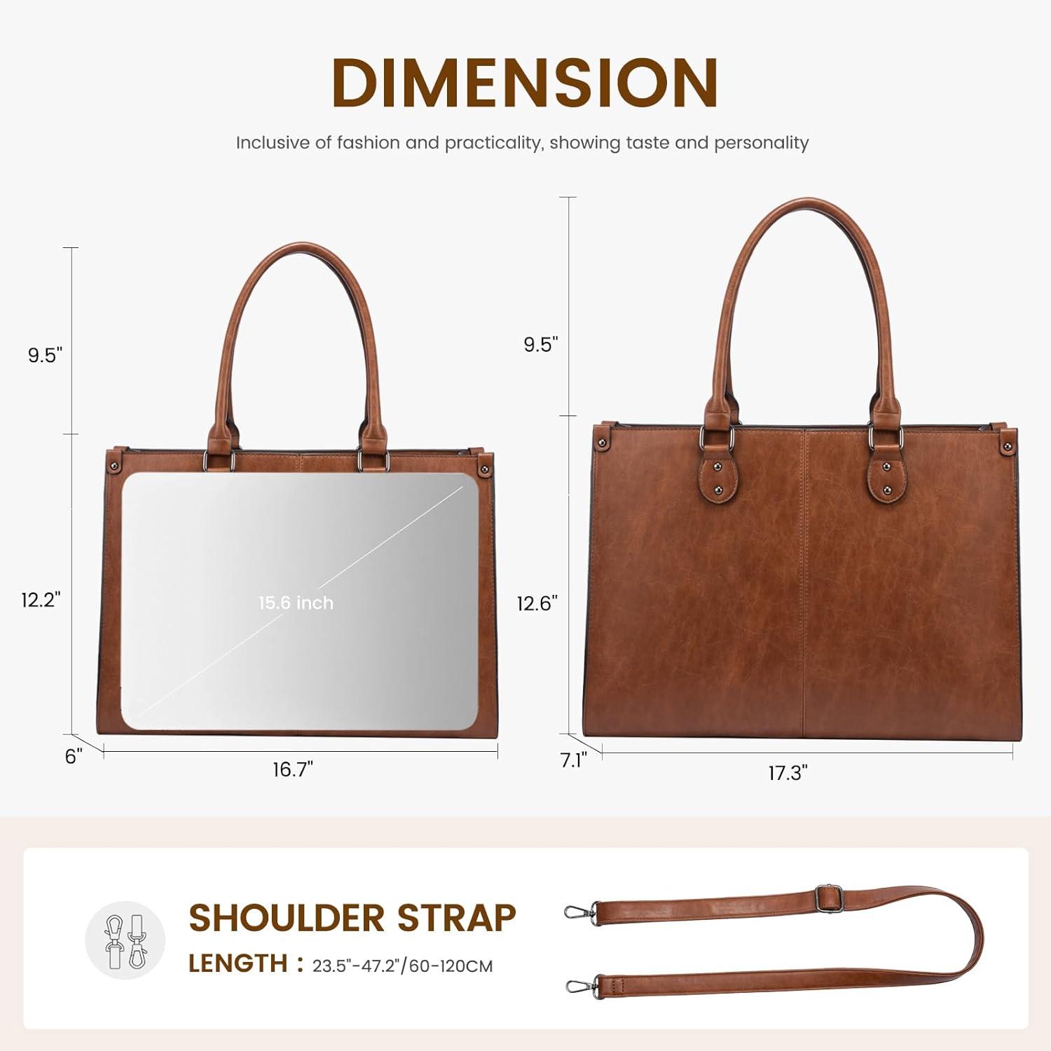 imageLOVEVOOK Laptop Bag for Women 156 inch Laptop Tote Bag Vintage Work Bags for Women Computer Bag Office Briefcase HandbagDark Brown