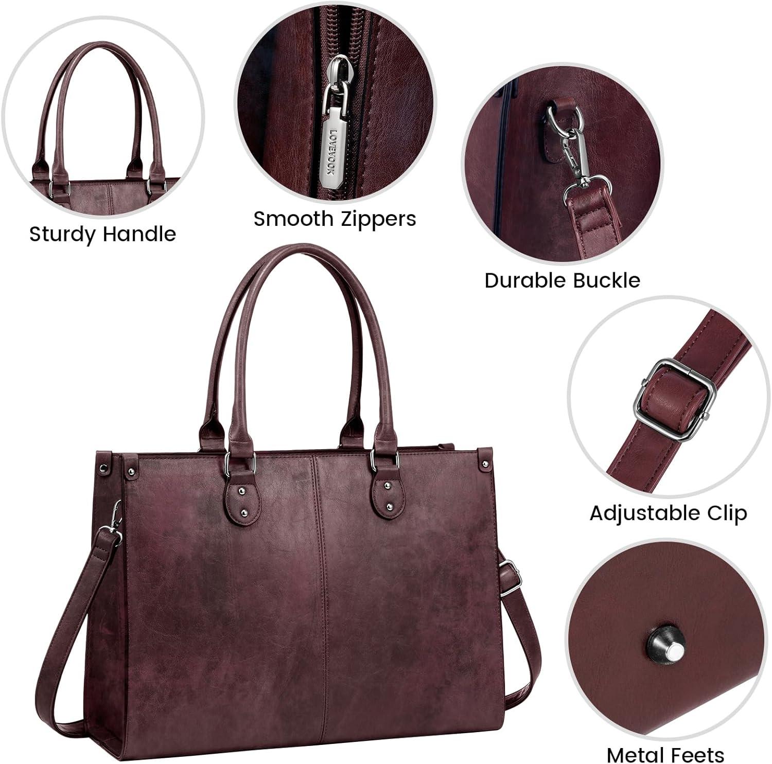 imageLOVEVOOK Laptop Bag for Women 156 inch Laptop Tote Bag Vintage Work Bags for Women Computer Bag Office Briefcase HandbagFuchsia