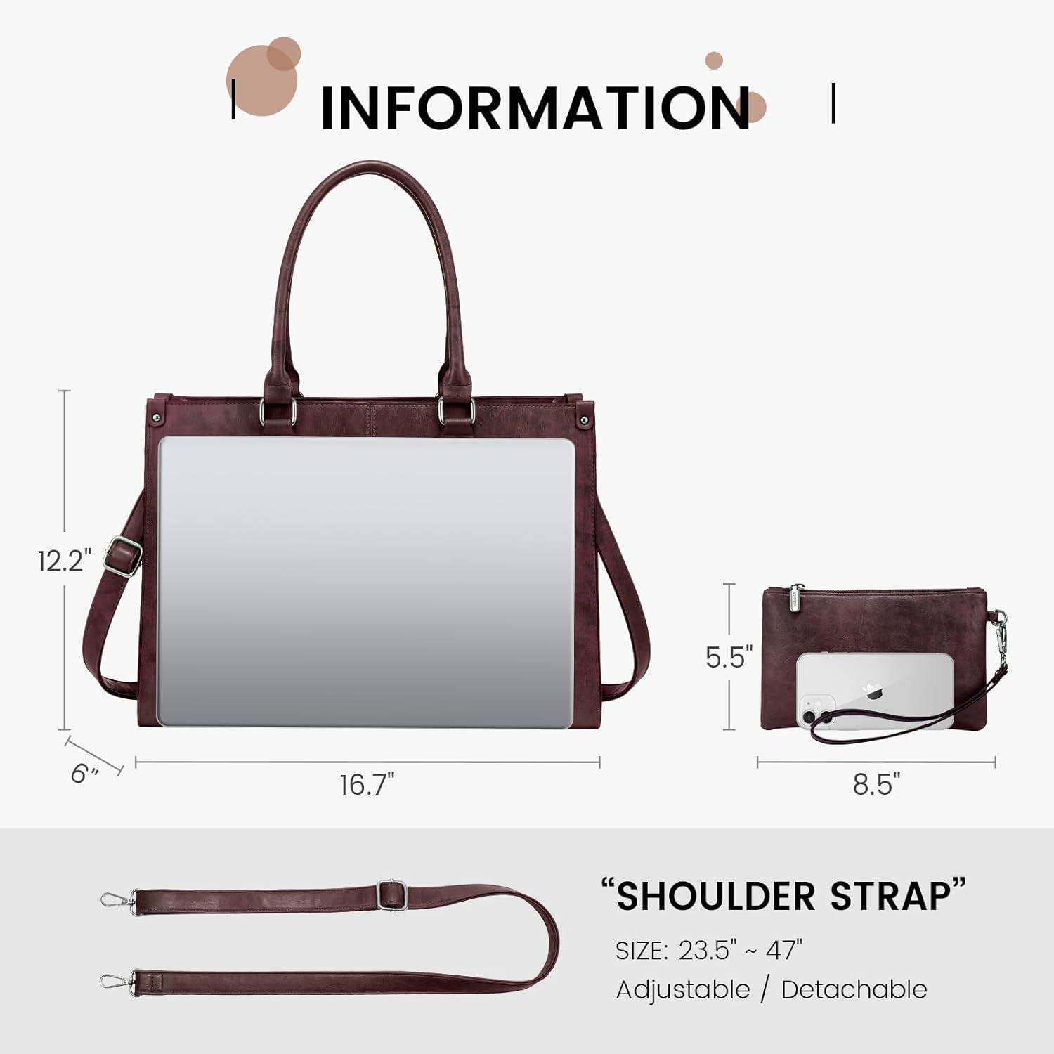 imageLOVEVOOK Laptop Bag for Women 156 inch Laptop Tote Bag Vintage Work Bags for Women Computer Bag Office Briefcase HandbagFuchsia