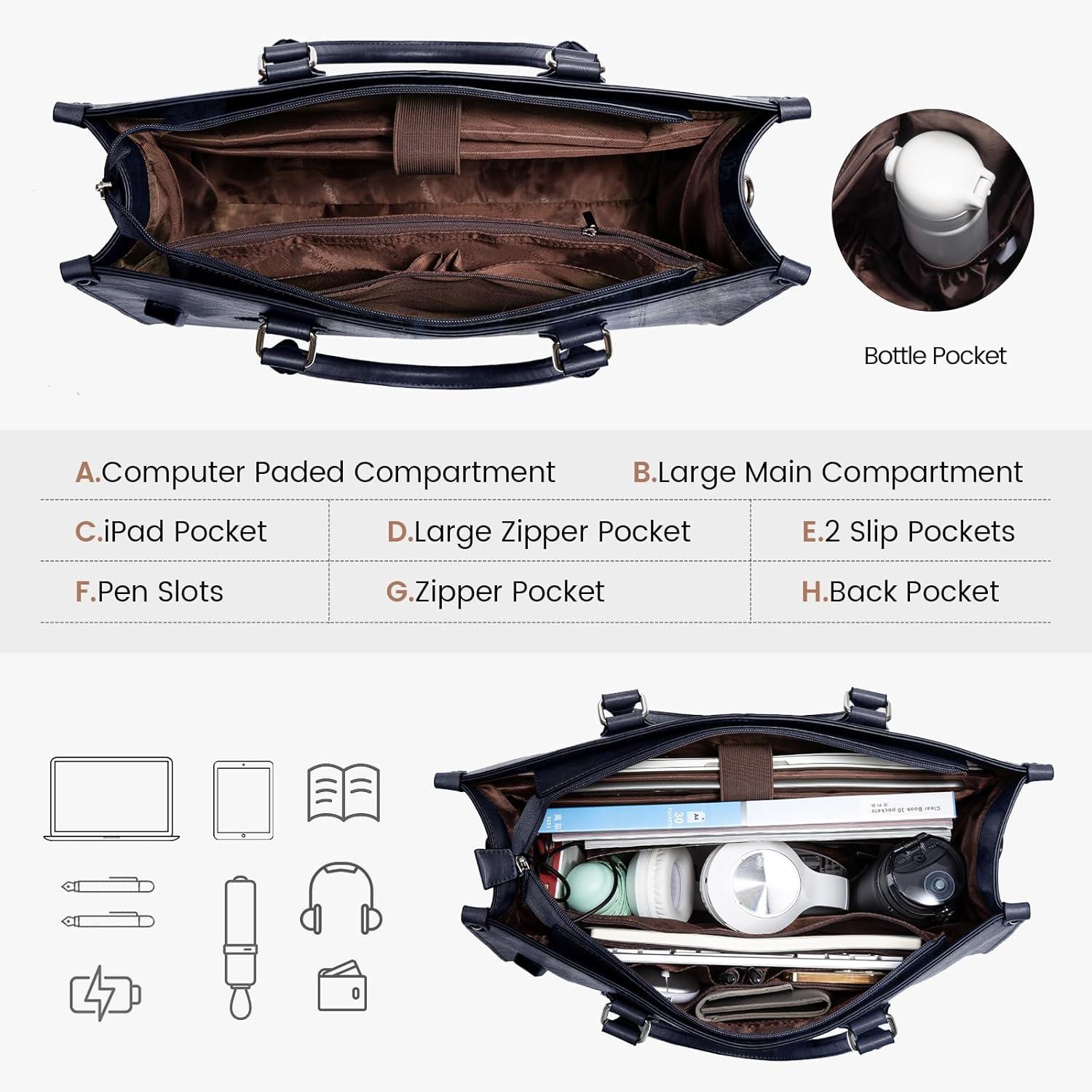 imageLOVEVOOK Laptop Bag for Women 156 inch Laptop Tote Bag Vintage Work Bags for Women Computer Bag Office Briefcase HandbagIndigo Ink1