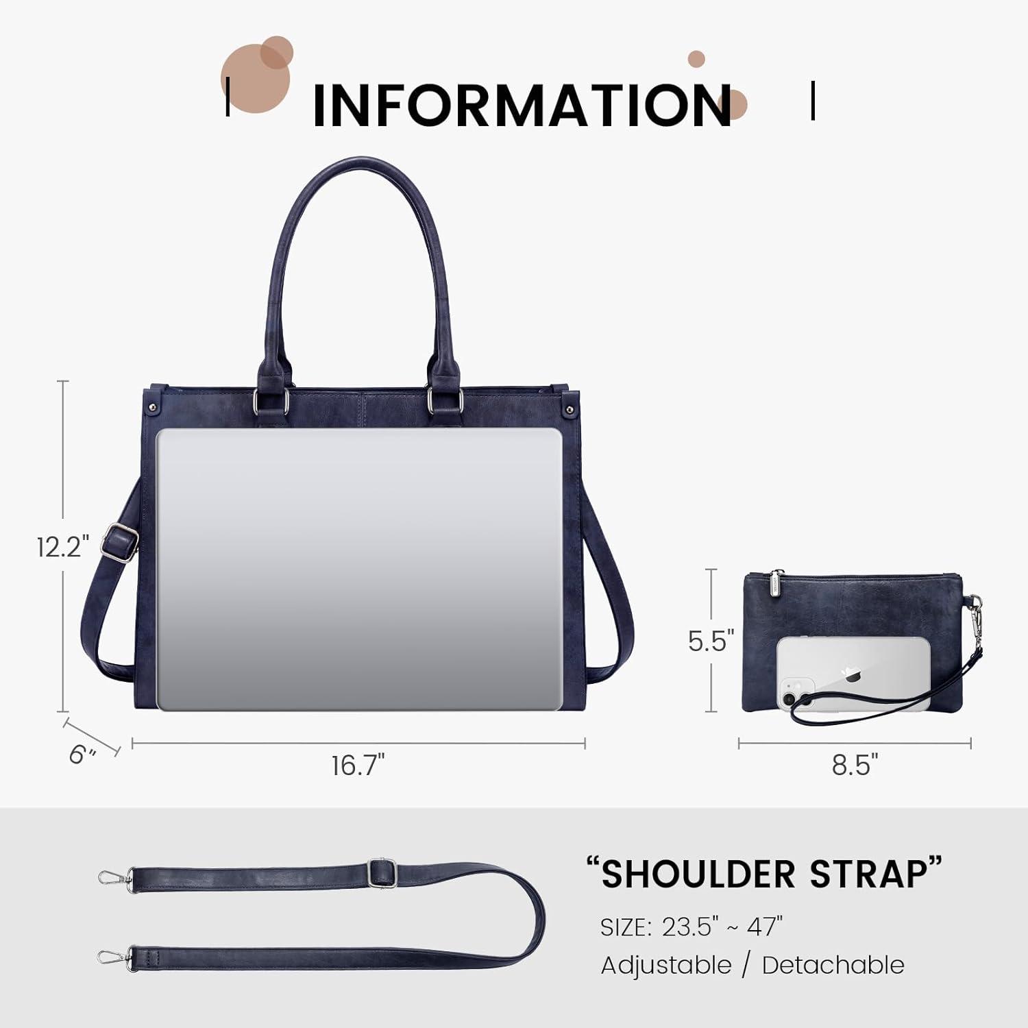 imageLOVEVOOK Laptop Bag for Women 156 inch Laptop Tote Bag Vintage Work Bags for Women Computer Bag Office Briefcase HandbagIndigo Ink1