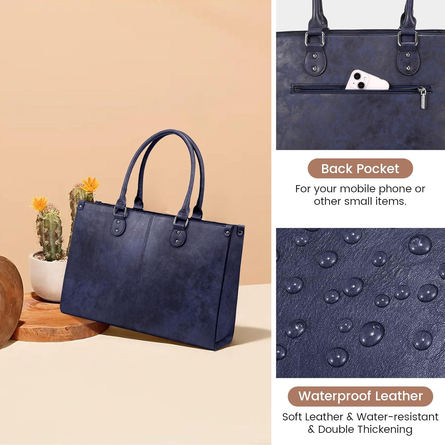 imageLOVEVOOK Laptop Bag for Women 156 inch Laptop Tote Bag Vintage Work Bags for Women Computer Bag Office Briefcase HandbagIndigo Ink1