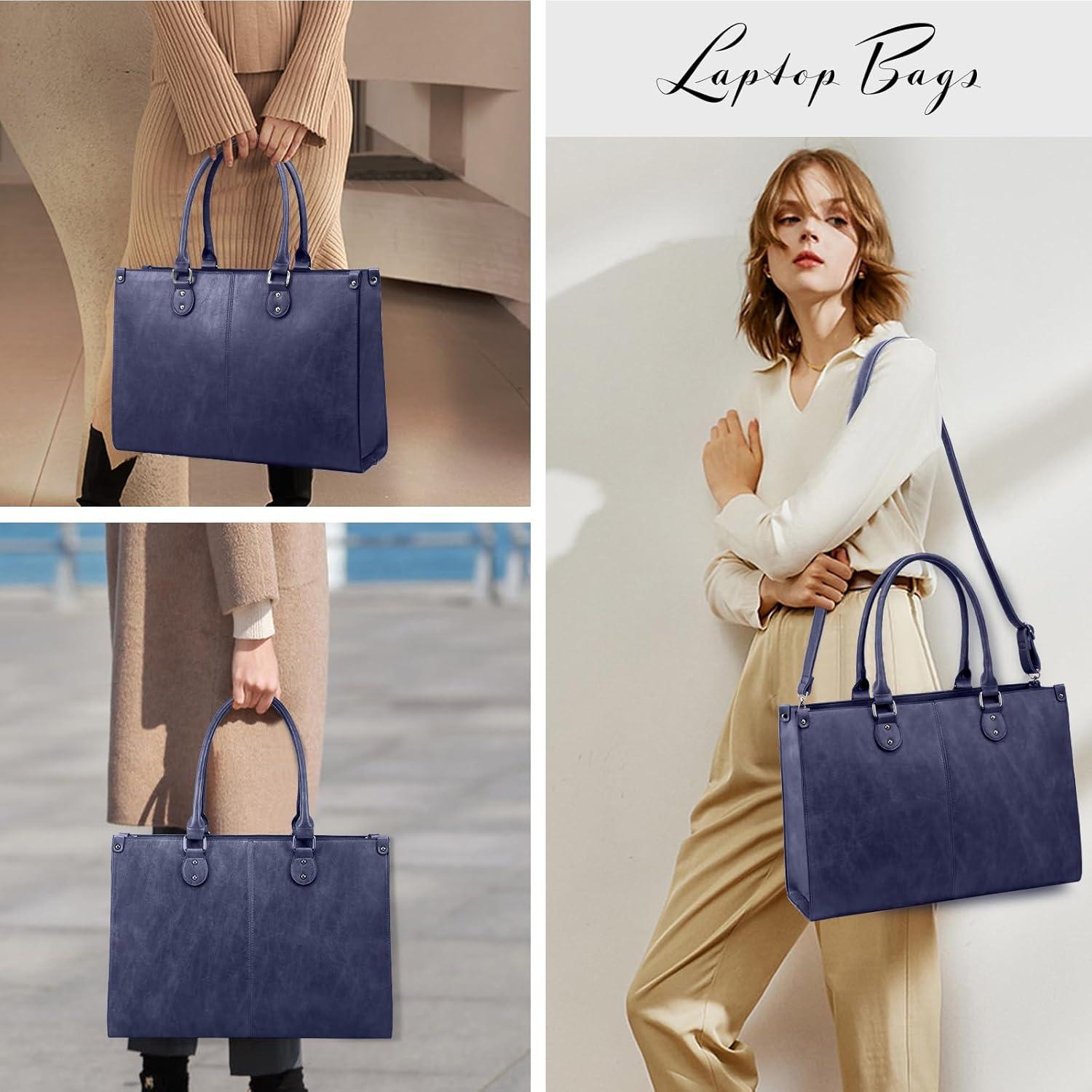 imageLOVEVOOK Laptop Bag for Women 156 inch Laptop Tote Bag Vintage Work Bags for Women Computer Bag Office Briefcase HandbagIndigo Ink1
