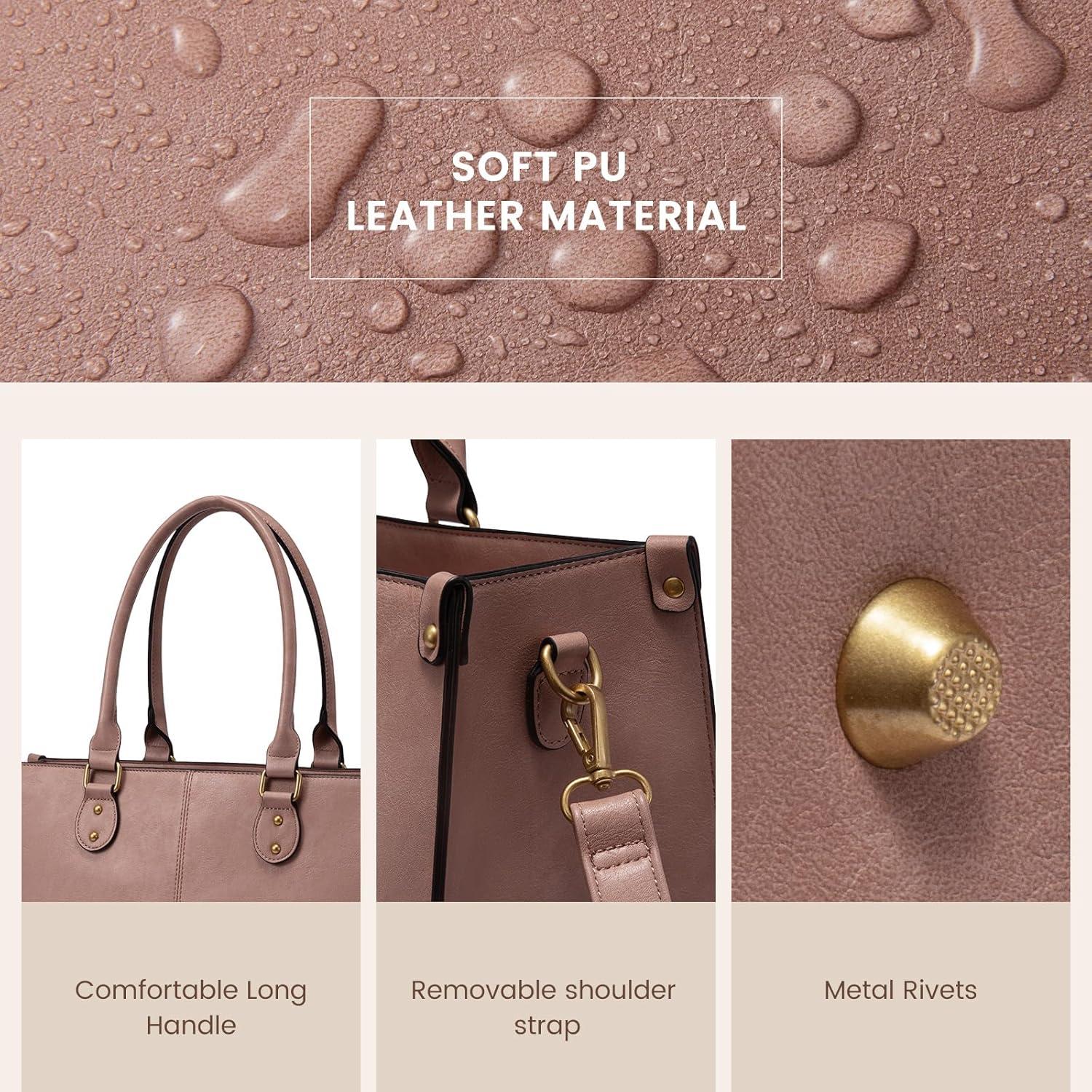 imageLOVEVOOK Laptop Bag for Women 156 inch Laptop Tote Bag Vintage Work Bags for Women Computer Bag Office Briefcase HandbagPink