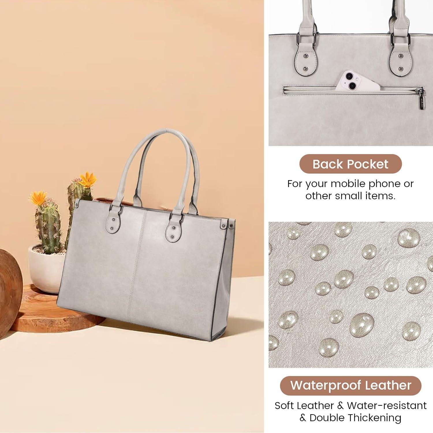 imageLOVEVOOK Laptop Bag for Women 156 inch Laptop Tote Bag Vintage Work Bags for Women Computer Bag Office Briefcase HandbagSmoke Gray