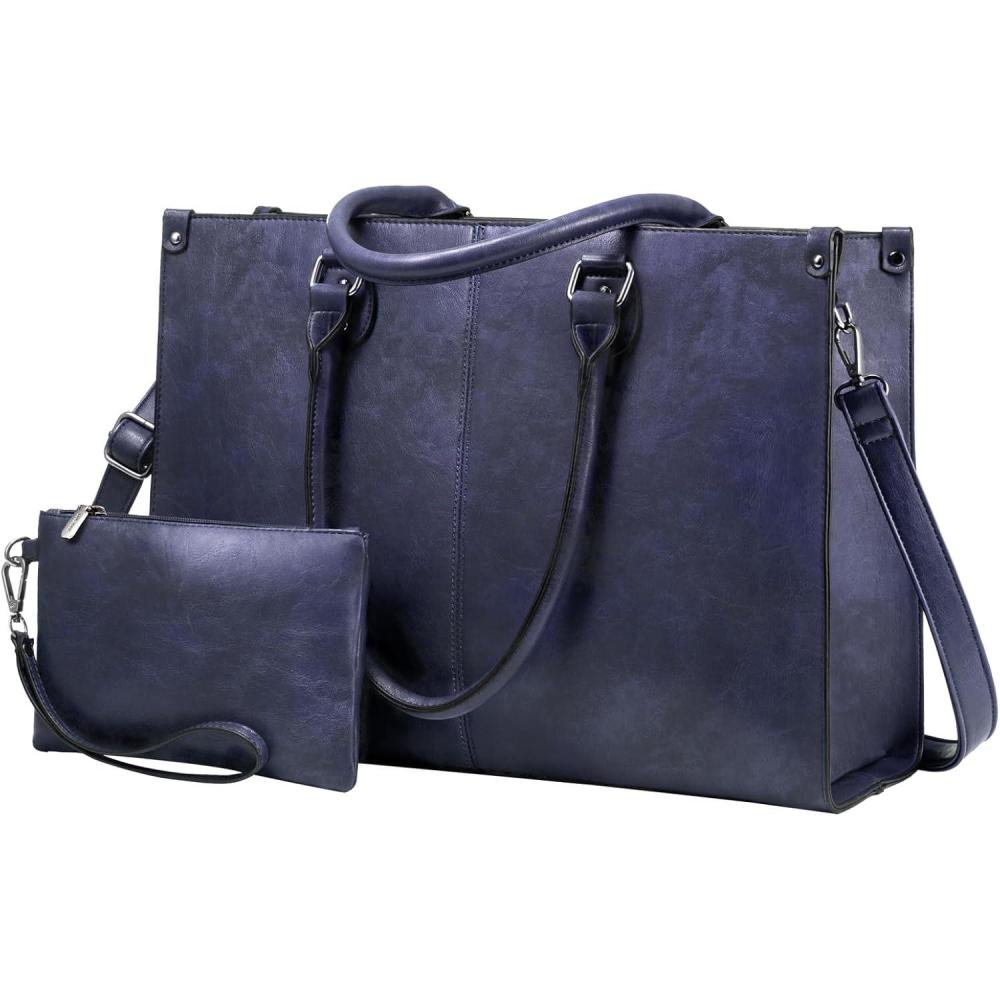 imageLOVEVOOK Laptop Bag for Women 156 inch Laptop Tote Bag Vintage Work Bags for Women Computer Bag Office Briefcase HandbagIndigo Ink1