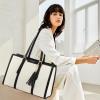 imageLOVEVOOK 156inch Canvas Laptop Tote with Clutch for Women  Lightweight Large Capacity for Work Travel SchoolBeige  Black