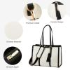 imageLOVEVOOK 156inch Canvas Laptop Tote with Clutch for Women  Lightweight Large Capacity for Work Travel SchoolBeige  Black
