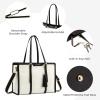 imageLOVEVOOK 156inch Canvas Laptop Tote with Clutch for Women  Lightweight Large Capacity for Work Travel SchoolBeige  Black