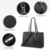 imageLOVEVOOK 156inch Canvas Laptop Tote with Clutch for Women  Lightweight Large Capacity for Work Travel SchoolBlack  Leather 1