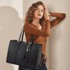 imageLOVEVOOK 156inch Canvas Laptop Tote with Clutch for Women  Lightweight Large Capacity for Work Travel SchoolBlack  Leather 1
