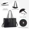 imageLOVEVOOK 156inch Canvas Laptop Tote with Clutch for Women  Lightweight Large Capacity for Work Travel SchoolBlack  Leather 1