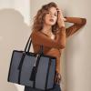 imageLOVEVOOK 156inch Canvas Laptop Tote with Clutch for Women  Lightweight Large Capacity for Work Travel SchoolIron Blue Greyblack
