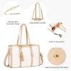 imageLOVEVOOK 156inch Canvas Laptop Tote with Clutch for Women  Lightweight Large Capacity for Work Travel SchoolPearl Whitebeige