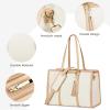 imageLOVEVOOK 156inch Canvas Laptop Tote with Clutch for Women  Lightweight Large Capacity for Work Travel SchoolPearl Whitebeige