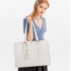 imageLOVEVOOK 156inch Canvas Laptop Tote with Clutch for Women  Lightweight Large Capacity for Work Travel SchoolWhite