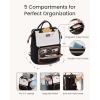 imageLOVEVOOK Laptop Backpack for Women with Giant Tumbler Holder Pocket 156 inch Travel Work Backpack Purse for Nurse Teacher Waterproof School Bag College Bookbag Cute Casual Daypack for GirlsBlack White Brown