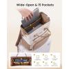 imageLOVEVOOK Puffer Laptop Backpack for Women 156 Inch Work Backpack purse for Nurse Teacher College Back to School Bookbag for Teen Girls Personal Item Travel Bag Computer Daypack for Daily CommuteBeigekhaki
