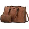 imageLOVEVOOK Laptop Bag for Women 156 inch Laptop Tote Bag Vintage Work Bags for Women Computer Bag Office Briefcase HandbagBrown Embossed