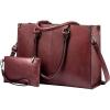 imageLOVEVOOK Laptop Bag for Women 156 inch Laptop Tote Bag Vintage Work Bags for Women Computer Bag Office Briefcase HandbagWine Red