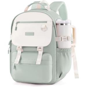 imageLOVEVOOK Backpack with Large Tumbler Holder Pockets156 inch Laptop Daypack Waterproof Travel Bag for WomenMatcha Cloud