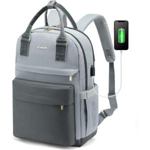 imageLOVEVOOK Laptop Backpack for Women Men 156 Inch Laptop Bag with USB Port Fashion Waterproof Backpacks Teacher Nurse Stylish Travel Bags Vintage Daypacks Bookbag for College School WorkDark Grey  Light Grey