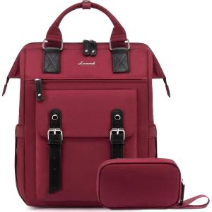 imageLOVEVOOK Laptop Backpack for Women Teacher Bag Work Backpack Purse Laptop Computer Back Pack Business Travel Backpack Nursing College School Bookbag 156 Inch BlackBeigeBrownWine Redblack
