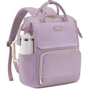 imageLOVEVOOK Laptop Backpack for Women with Giant Tumbler Holder Pocket 156 inch Travel Work Backpack Purse for Nurse Teacher Waterproof School Bag College Bookbag Cute Casual Daypack for GirlsLight Purple