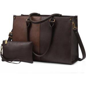 imageLOVEVOOK Laptop Bag for Women 156 inch Laptop Tote Bag Vintage Work Bags for Women Computer Bag Office Briefcase HandbagBrown  Coffee