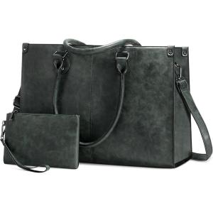 imageLOVEVOOK Laptop Bag for Women 156 inch Laptop Tote Bag Vintage Work Bags for Women Computer Bag Office Briefcase HandbagDark Green