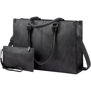 imageLOVEVOOK Laptop Bag for Women 156 inch Laptop Tote Bag Vintage Work Bags for Women Computer Bag Office Briefcase HandbagDark Grey