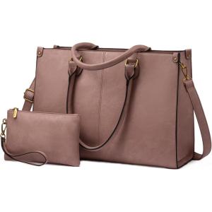 imageLOVEVOOK Laptop Bag for Women 156 inch Laptop Tote Bag Vintage Work Bags for Women Computer Bag Office Briefcase HandbagPink