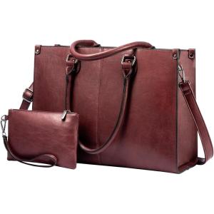 imageLOVEVOOK Laptop Bag for Women 156 inch Laptop Tote Bag Vintage Work Bags for Women Computer Bag Office Briefcase HandbagWine Red