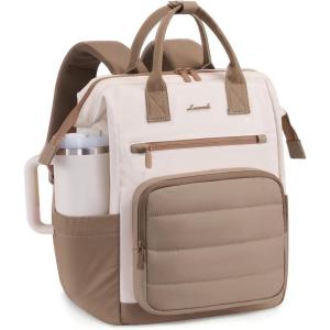 imageLOVEVOOK Puffer Laptop Backpack for Women 156 Inch Work Backpack purse for Nurse Teacher College Back to School Bookbag for Teen Girls Personal Item Travel Bag Computer Daypack for Daily CommuteBeigekhaki