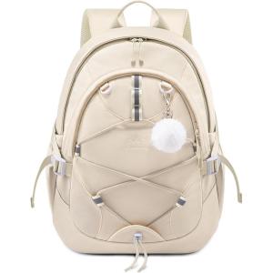 imageLOVEVOOK School Backpack for Teen Girls Waterproof Student Backpack Purse Cute Kid Bookbag with Chest Strap Back to School Backpacks Fit 156 Inch Laptop College Travel Back Pack Casual DaypackBeige