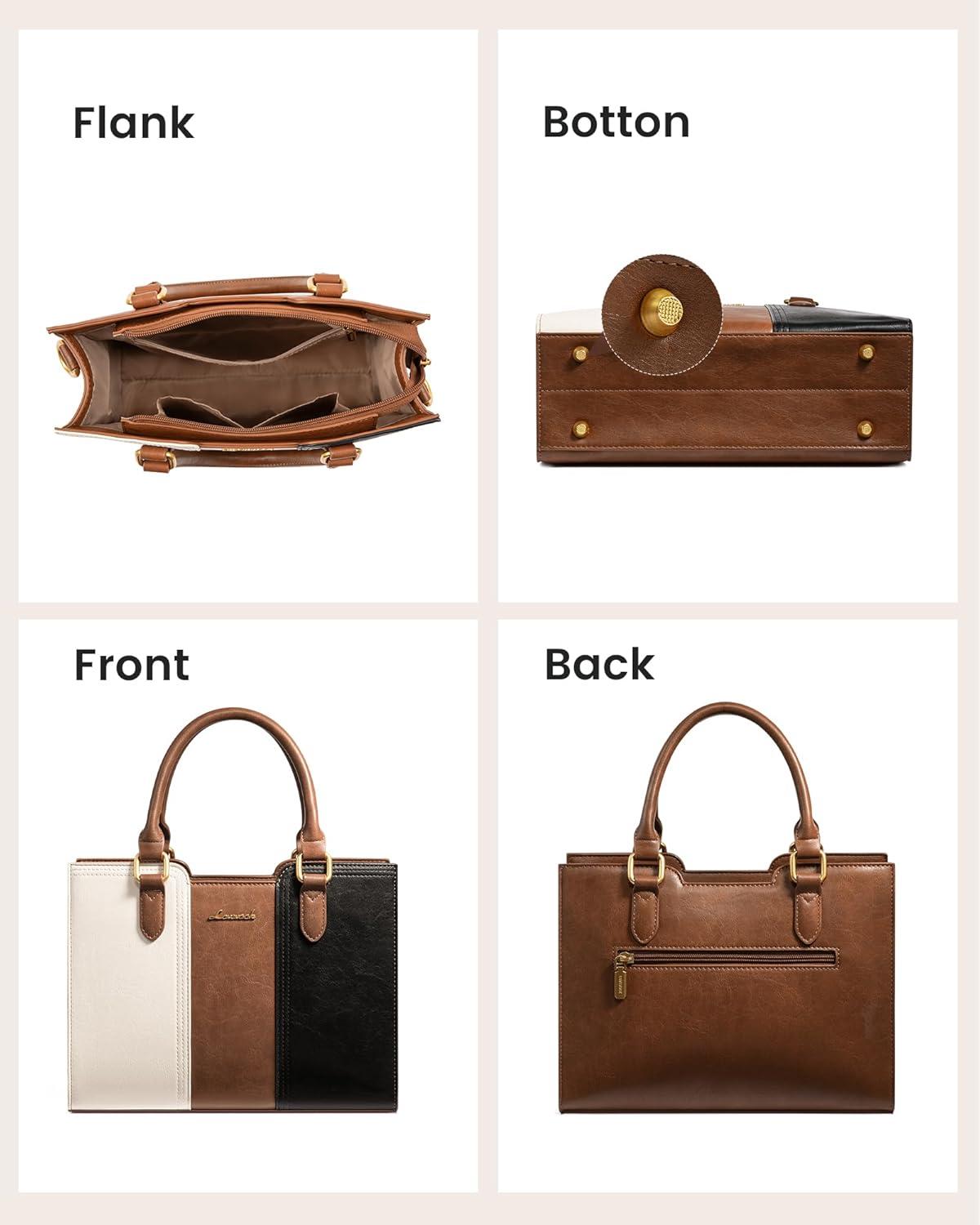 imageLOVEVOOK Purse for Women Vintage Leather Shoulder Handbag Small Ladies Satchel Tote Purse Top Handle Crossbody Bag for WorkBrown