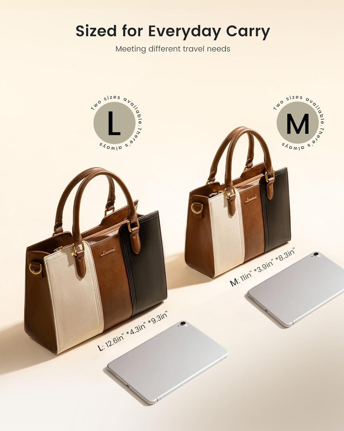 imageLOVEVOOK Purse for Women Vintage Leather Shoulder Handbag Small Ladies Satchel Tote Purse Top Handle Crossbody Bag for WorkGoldenrodcoffeebeige