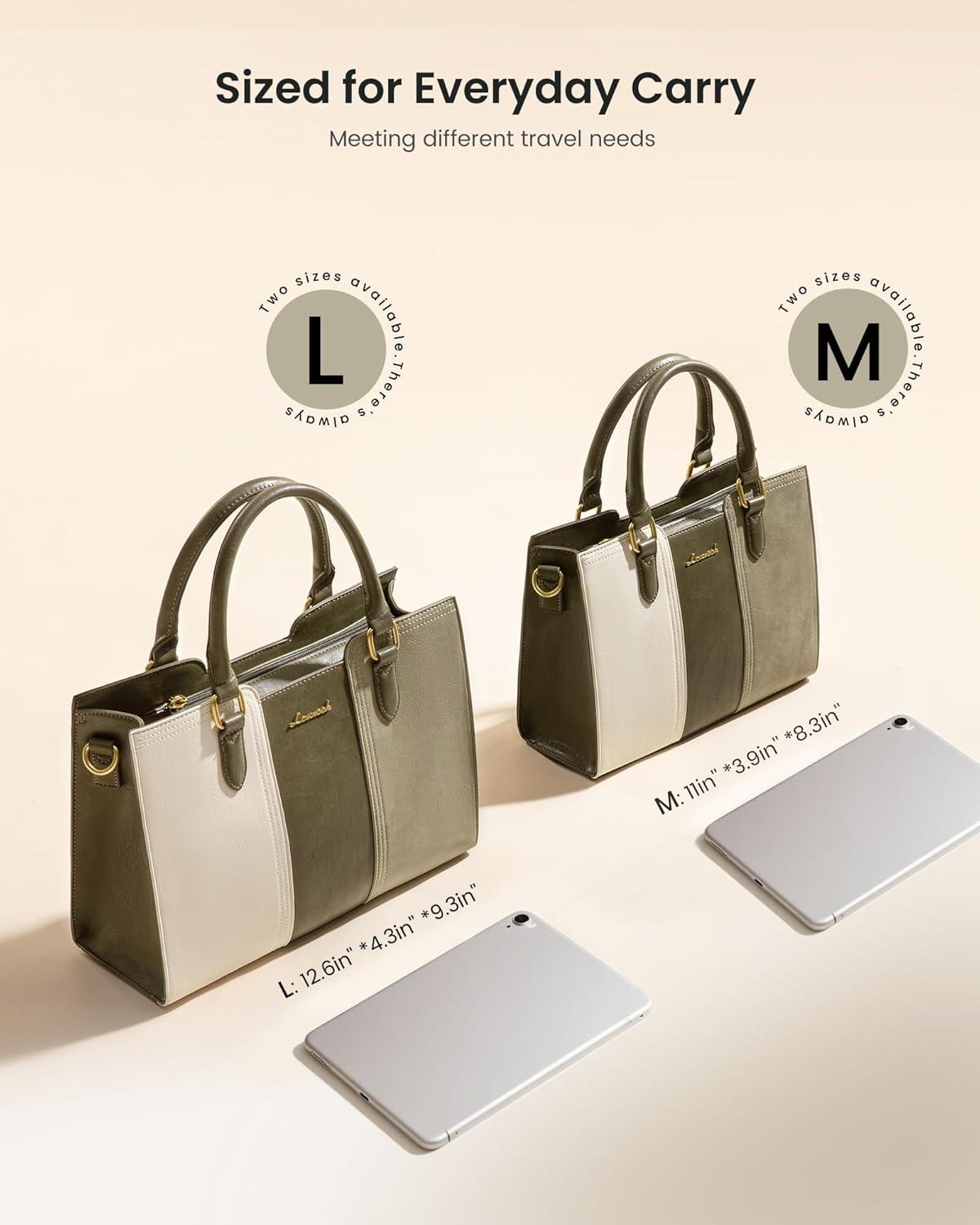 imageLOVEVOOK Purse for Women Vintage Leather Shoulder Handbag Small Ladies Satchel Tote Purse Top Handle Crossbody Bag for WorkOlive Greenlight Greenbeige