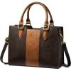 imageLOVEVOOK Purse for Women Vintage Leather Shoulder Handbag Small Ladies Satchel Tote Purse Top Handle Crossbody Bag for WorkDark Coffeebrown