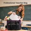 imageLOVEVOOK Teacher Tote Bag for Women Work Bags Laptop Bag with Large Cup Holder Quilted Nurse Bag Diaper Tote with MultiPockets Large Computer Handbag Purse for Bussiness Travel Office CollegeBlackpurple