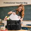 imageLOVEVOOK Teacher Tote Bag for Women Work Bags Laptop Bag with Large Cup Holder Quilted Nurse Bag Diaper Tote with MultiPockets Large Computer Handbag Purse for Bussiness Travel Office CollegeBlack