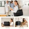 imageLOVEVOOK Teacher Tote Bag for Women Work Bags Laptop Bag with Large Cup Holder Quilted Nurse Bag Diaper Tote with MultiPockets Large Computer Handbag Purse for Bussiness Travel Office CollegeBlack